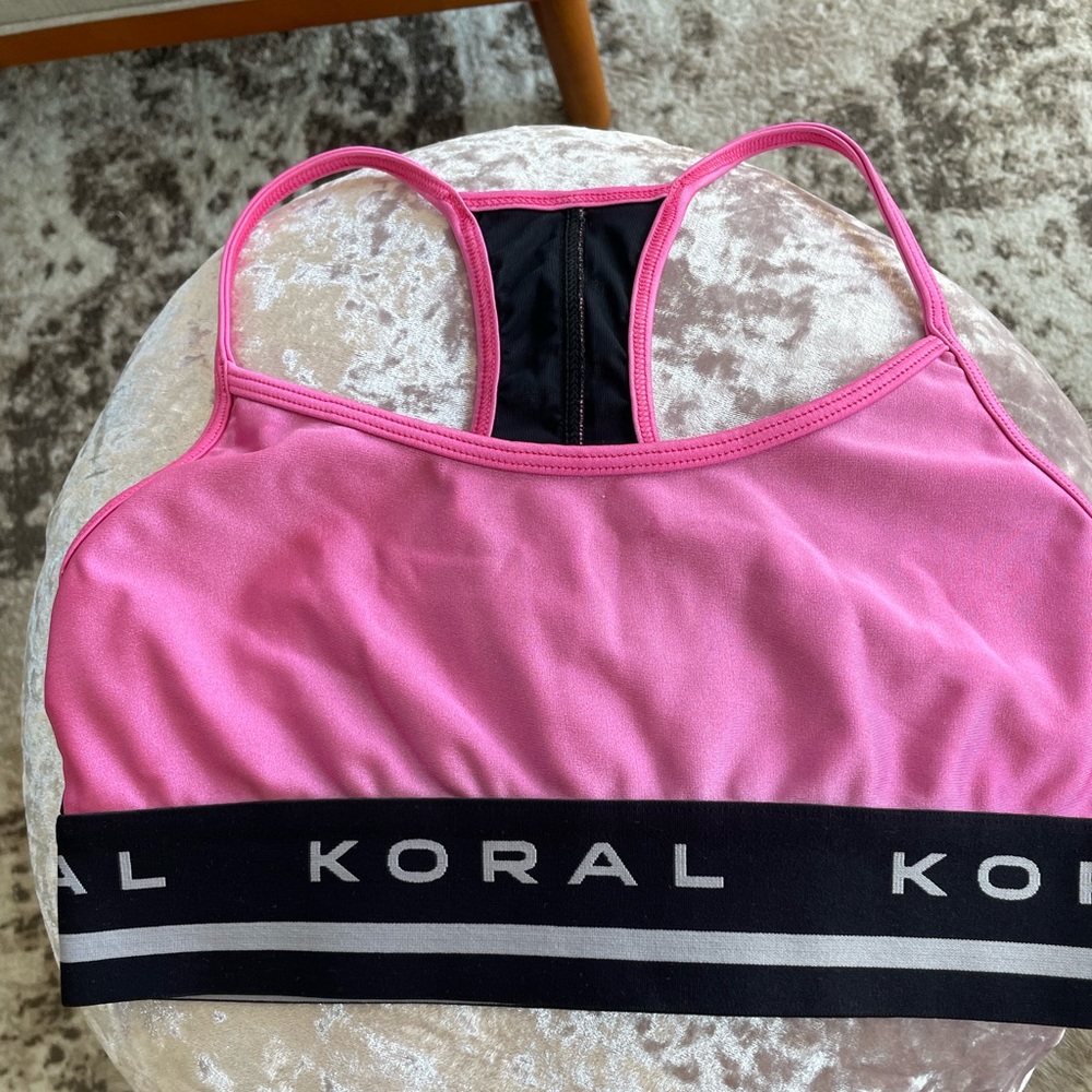 Koral pink sports bra